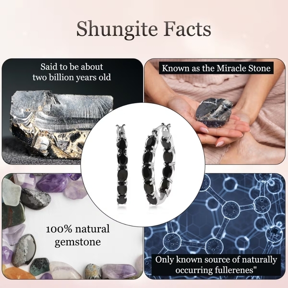 Elite Shungite Hoop Earrings In 925 Sterling Silver - Picture 4 of 5